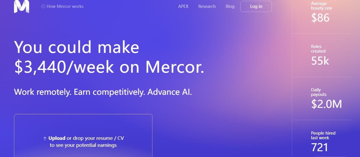 Mercor一个网络兼职赚钱的网站